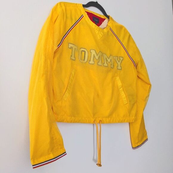 Tommy Hilfiger yellow vintage cropped mesh windbreaker y2k 90's sporty - Picture 2 of 5